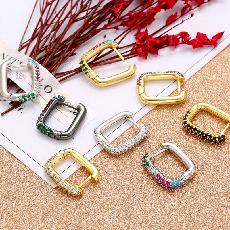 Crystal Embellished Hoop Earrings - 19 colors