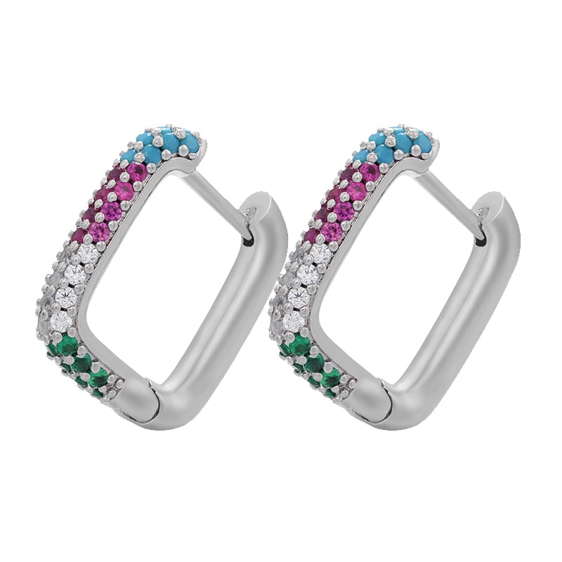 Crystal Embellished Hoop Earrings - 19 colors