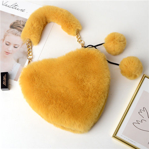 Furry Love - Faux Fur Heart Shaped shoulder bag - 17 colors