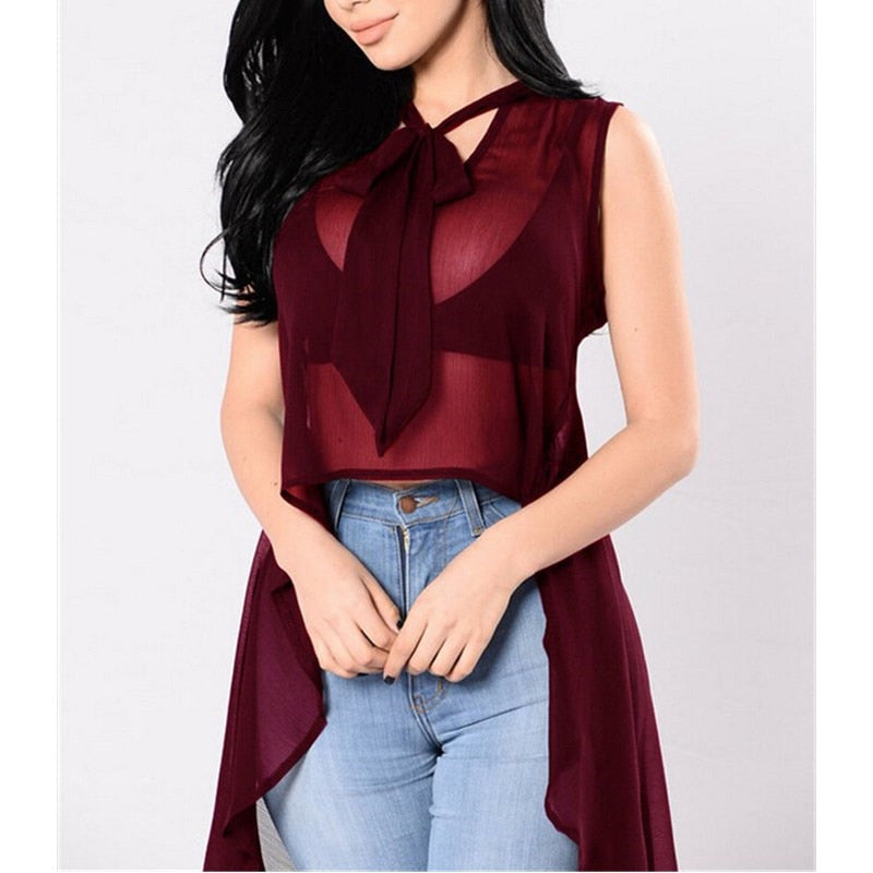 Sheer High Low Blouse - 2 colors