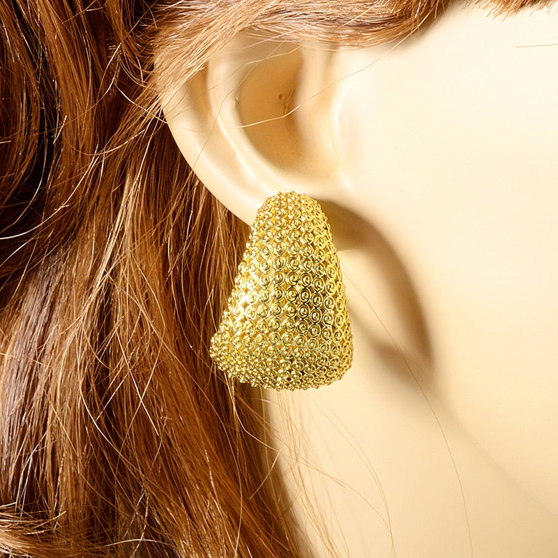 Chunky Hoop Textured Earrings - 2 colors