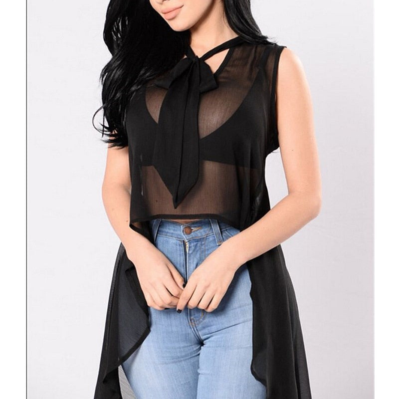 Sheer High Low Blouse - 2 colors