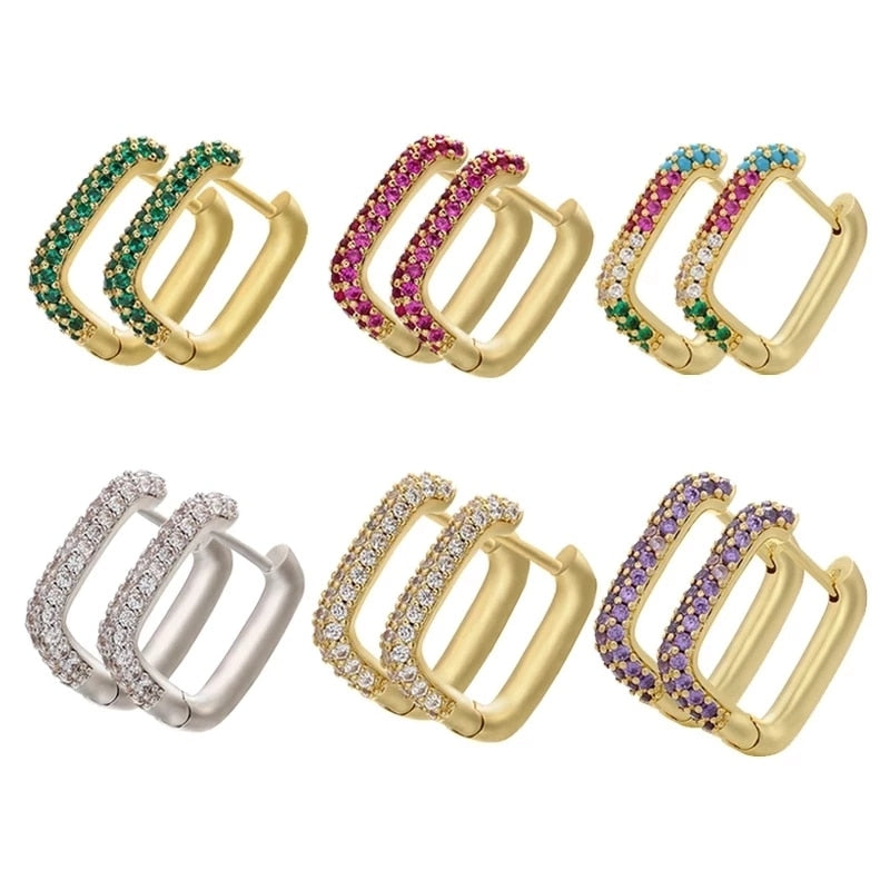 Crystal Embellished Hoop Earrings - 19 colors